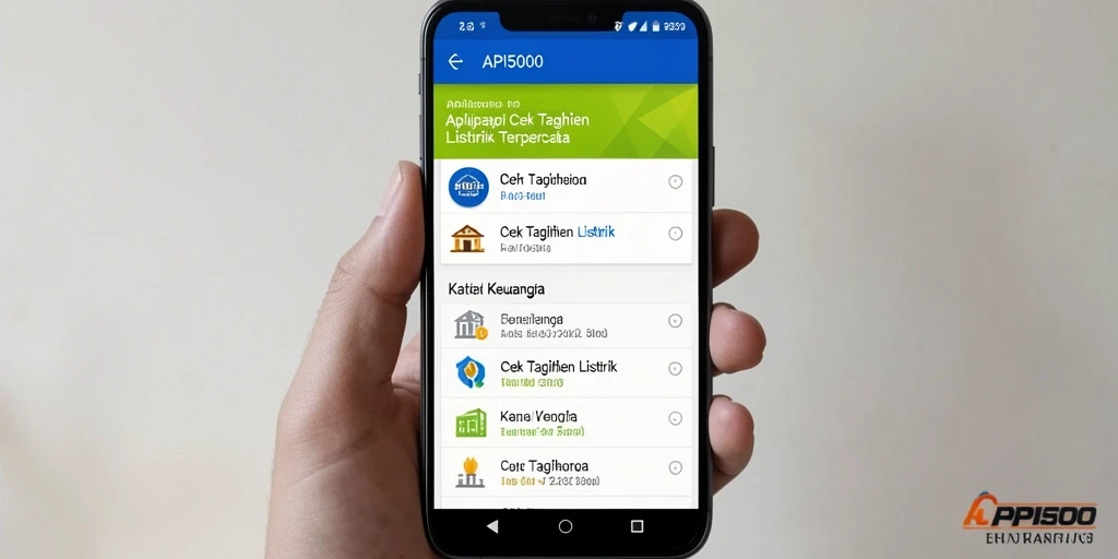 Tampilan antarmuka aplikasi API5000 untuk cek tagihan listrik.