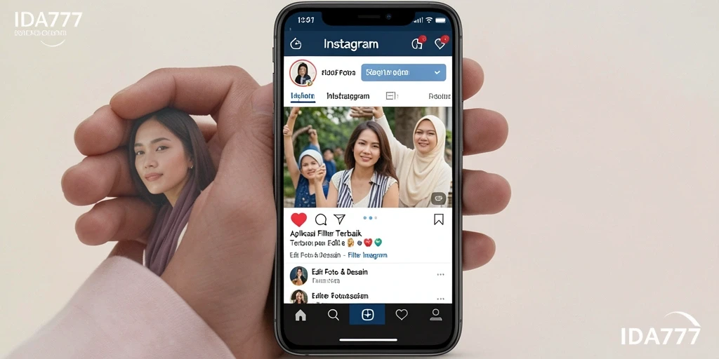 Tampilan antarmuka IDA777 dengan berbagai pilihan filter Instagram.