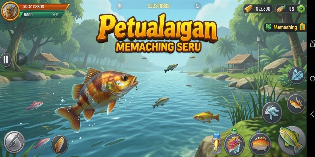 Tampilan antarmuka SLOST8808 saat memancing dengan berbagai alat pancing.