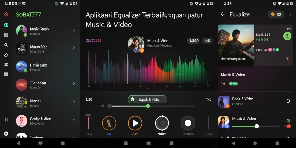 Screenshot antarmuka aplikasi SOBAT777 menampilkan fitur Equalizer yang canggih.
