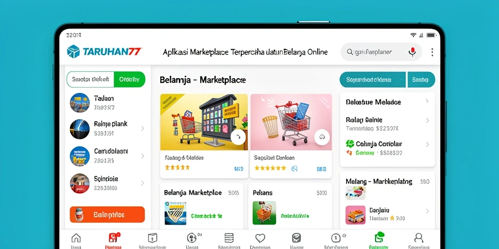 Screenshot aplikasi TARUHAN77 menampilkan antarmuka belanja yang menarik dan mudah digunakan.