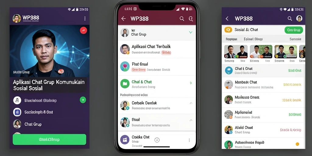 Tampilan antarmuka aplikasi Chat Grup WP888 yang menarik dan mudah digunakan.